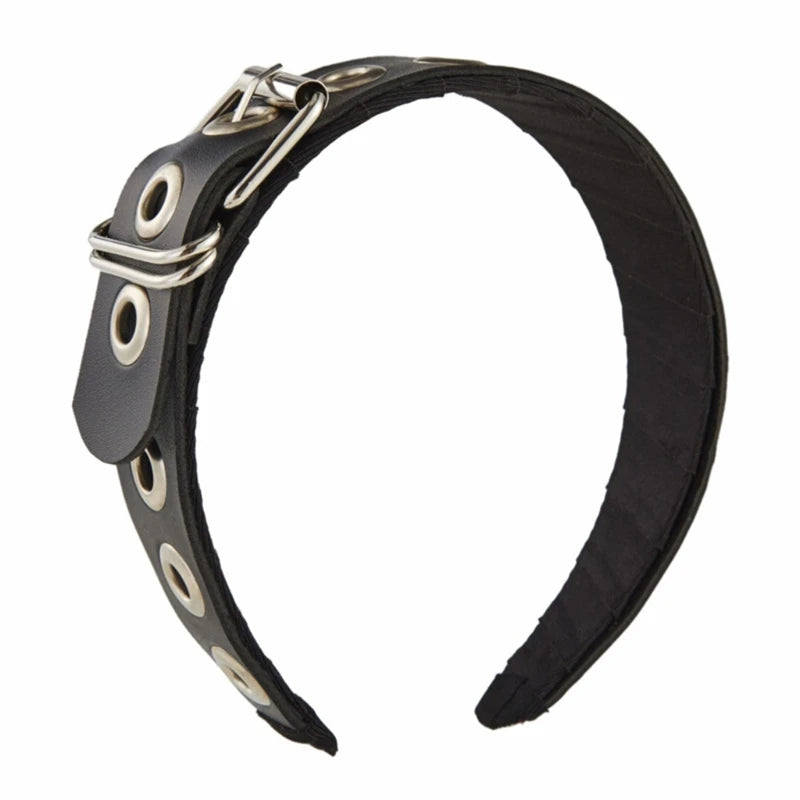 PU Leather Headband Gothic Tiaras Leather Buckle Headband Rock Headband Punk Headband Steampunk PU Leather Headpiece
