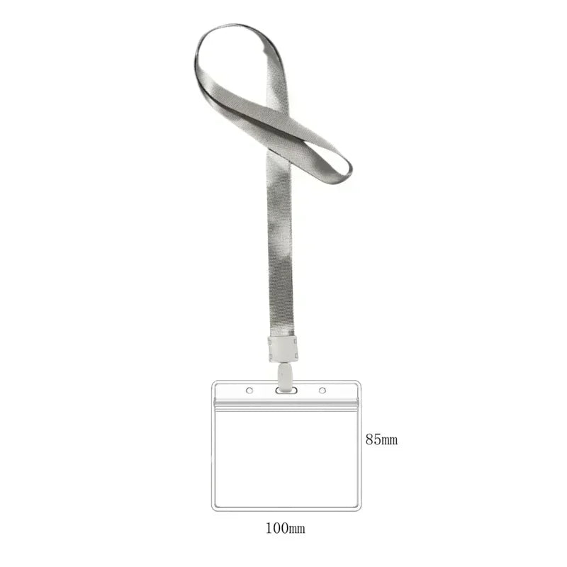 Cards Slots Double-sided Staff Work Card Cover Pass Access Card Holder Name Badge Holder ID Tag Bus Card Sleeve with Lanyard