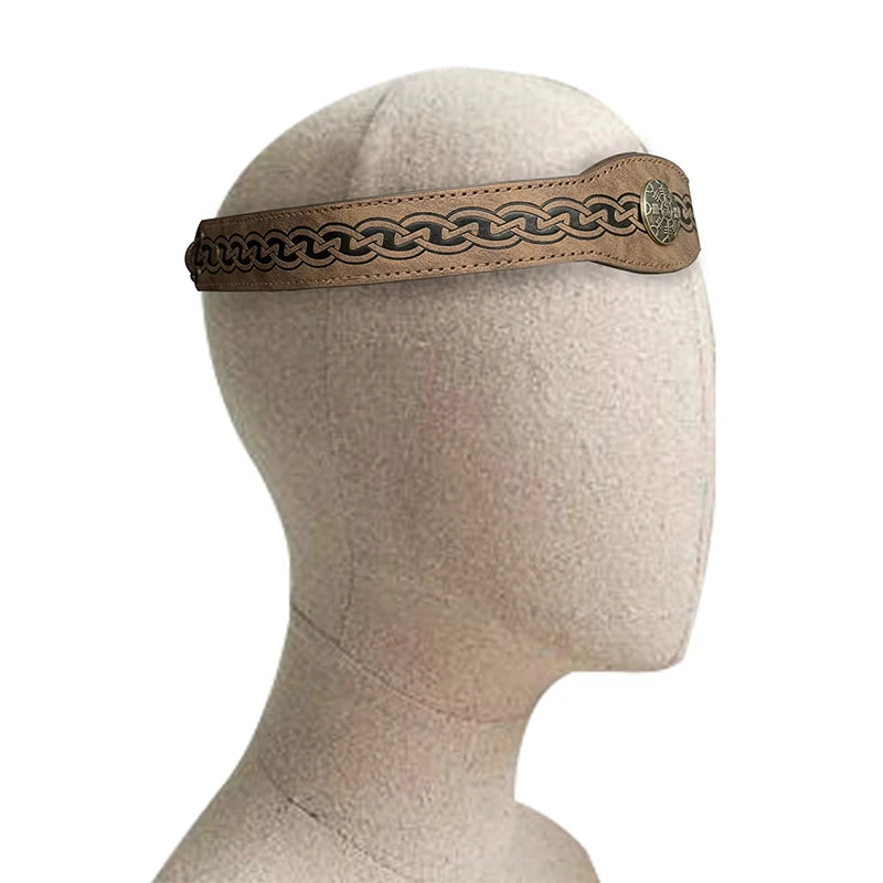 Medieval Viking Tiara PU Leather Head Ring Renaissance King Crown Headwear Medieval Noble Knight Headband Larp Cosplay Props
