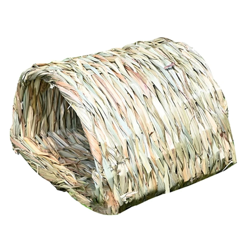 Rabbit Grass Bed Natural Straw Woven House Bunny Chew Nest Tunnel for Hamsters Chinchillas Mice Small Animals F10 22