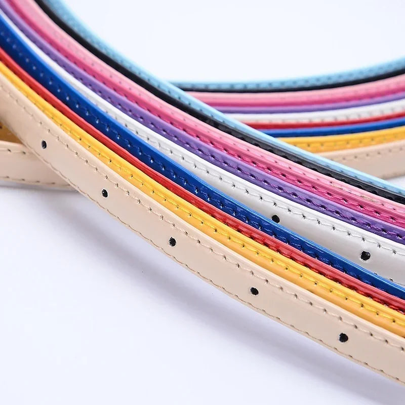 Ladies Fine Belt Japanese Word Buckle PU Belt Ladies Fashion Belt Thin Waist Skirt