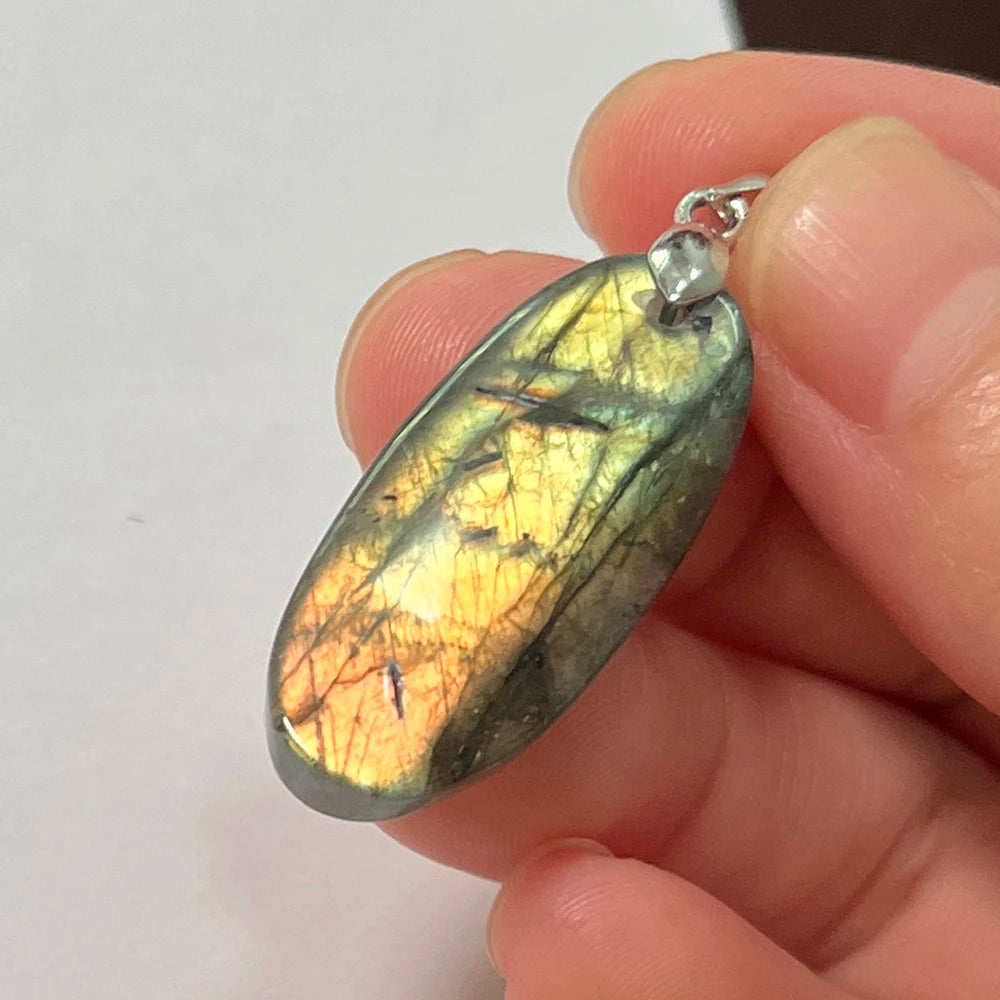 Gem Pendant Natural Stone Irregular Shape Bead Purple Blue Labradorite Necklace Pendant for Women Men Jewelry Gift 1Pcs