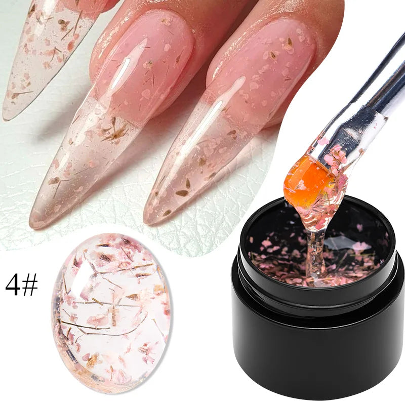 MEET ACROSS 5ML Blue Dried Flower Gel Nail Polish Natural Flower Fairy Nail Art Soak Off UV LED Painting Gel Varnish For Nails