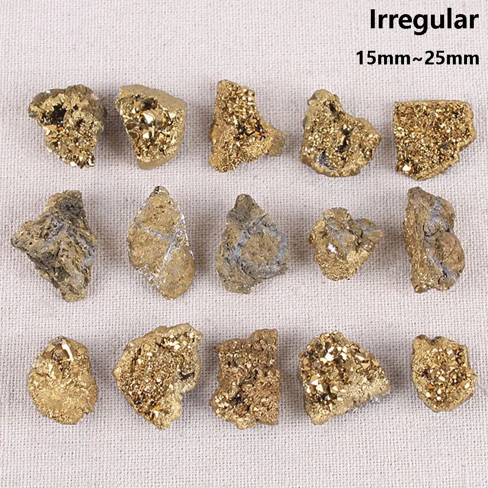 DIY Gift Mineral Specimens Natural Materials Jewelry Making Electroplating Gold Raw Gemstone Crystal Cluster Titanium Geode