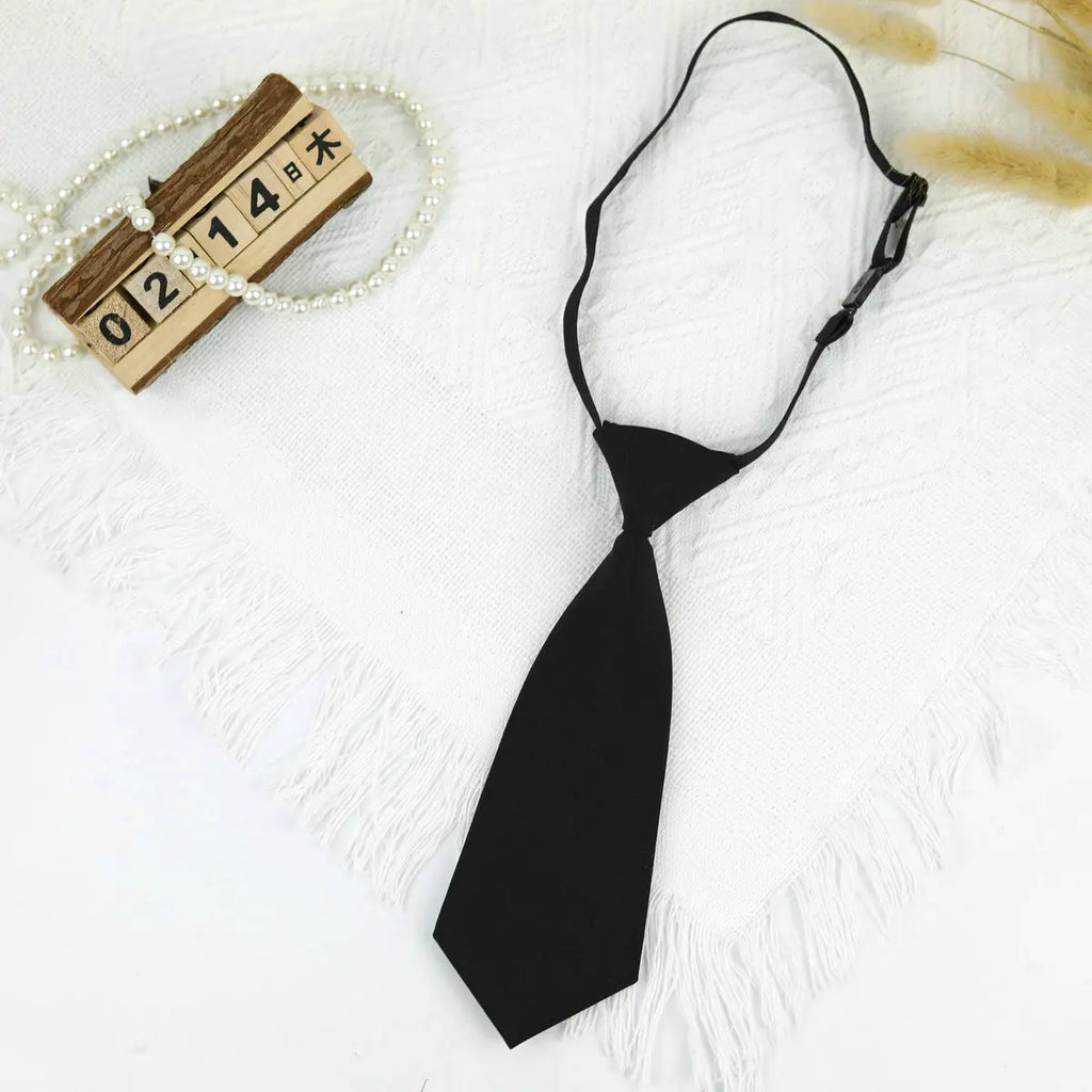 Daily JK Ties Solid 7CM Lazy Neckties Girls Short Shirt Tie Kids Student Collar School Uniform Accessories College Female Cravat