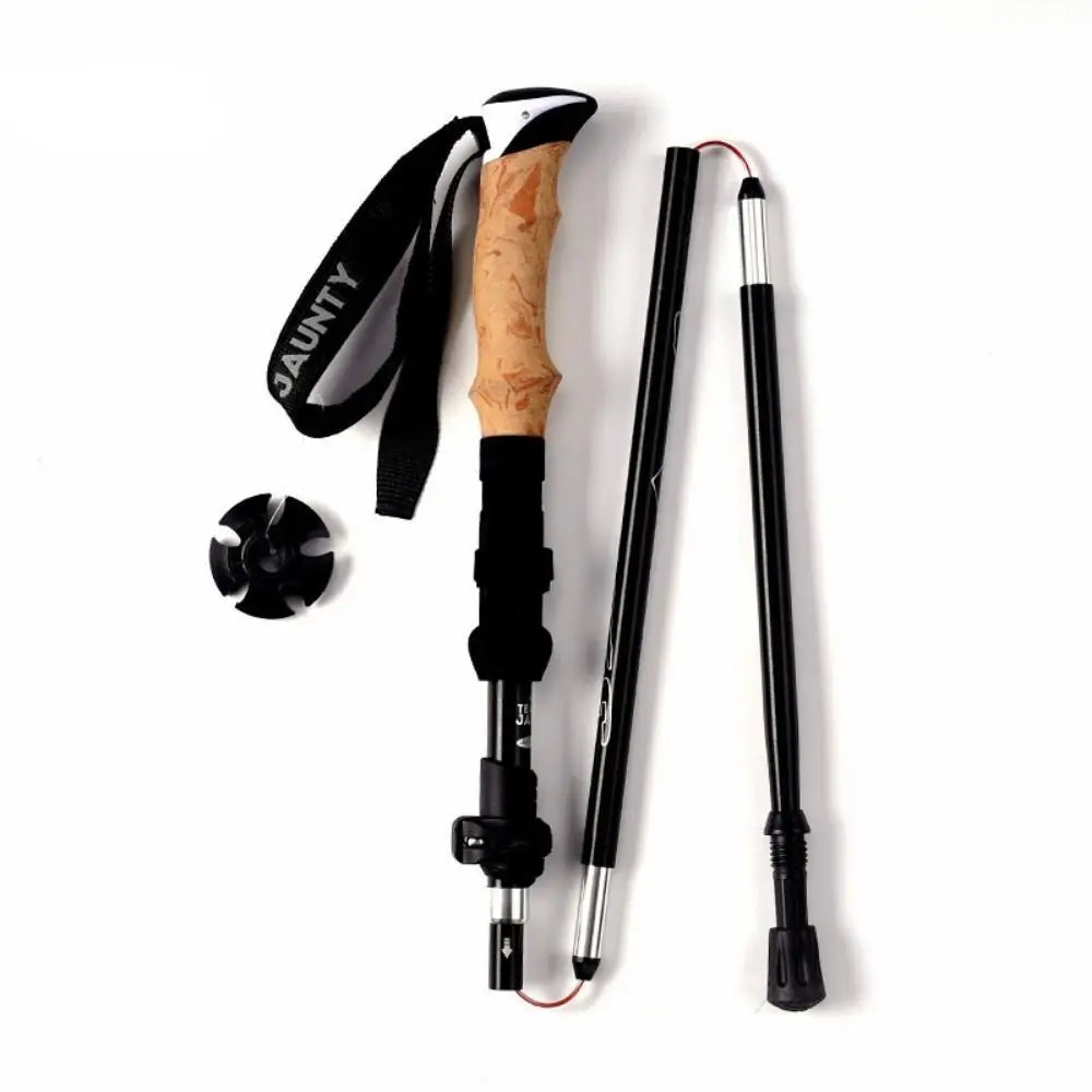 Expandable Aluminum Outdoor Trekking Poles EVA 5 Section Walking Sticks Quick Adjustable Locks Folding Wading Staff Camping