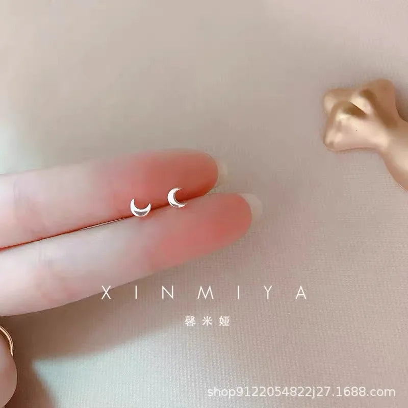 Tiny Minimalist Korean Mini Small Heart Stars Stud Earrings For Women Butterfly Heart Star Piercing Ear Studs