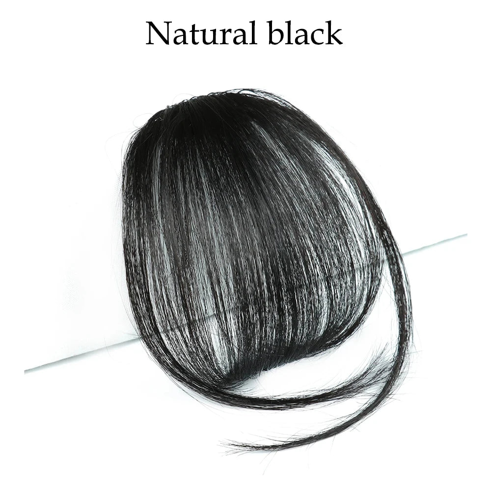 Fake Hair Bangs Natural Air Bangs Wig Clip-In Extensions Synthetic Air Bangs Clip On Wispy Bangs Fringe With Temples Hairpieces