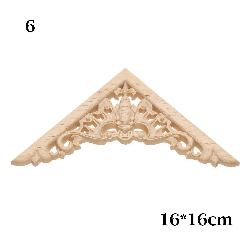 Furniture Parts Unique Natural Floral Wood Carved Corner Appliques Frame wooden Figurines Crafts Woodcarving Decorative