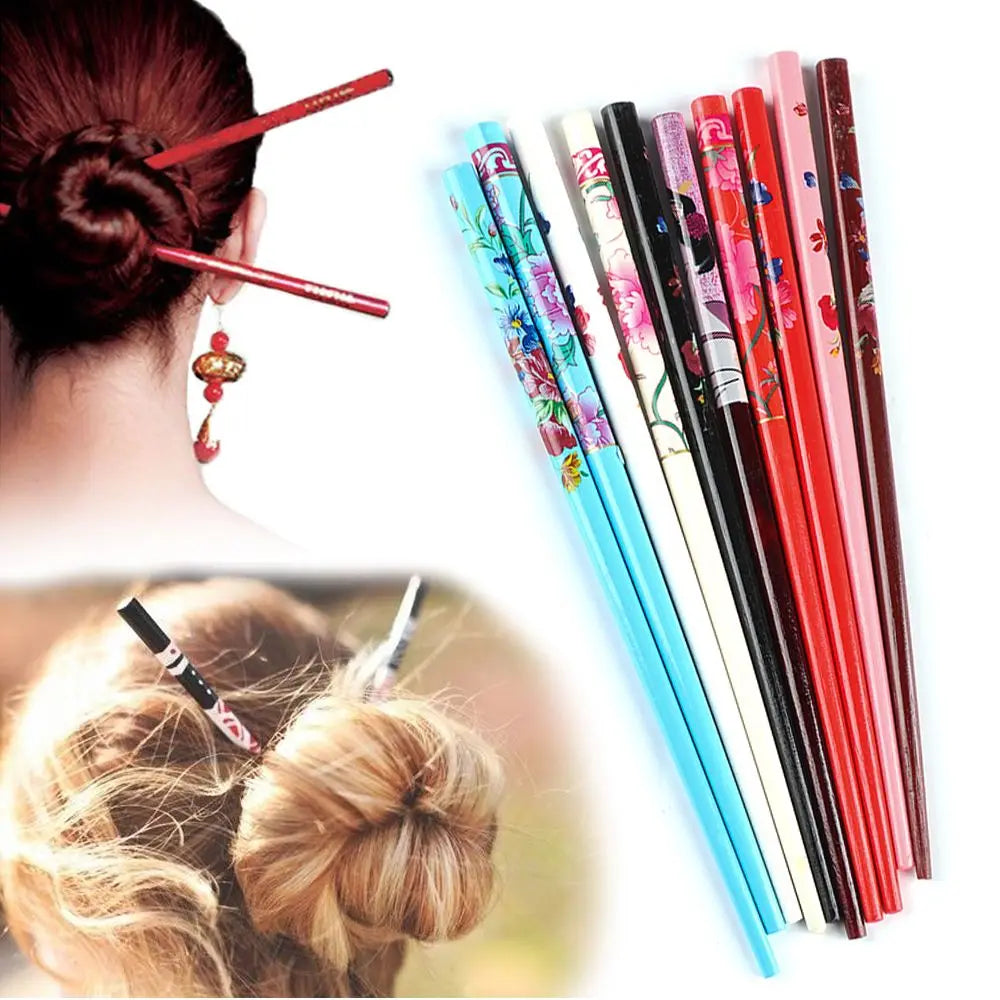 Retro Style Colorful  Styling Tools Hair Care Natural wood  Chopstick  Hair Accessories Hairpin Hair Stick