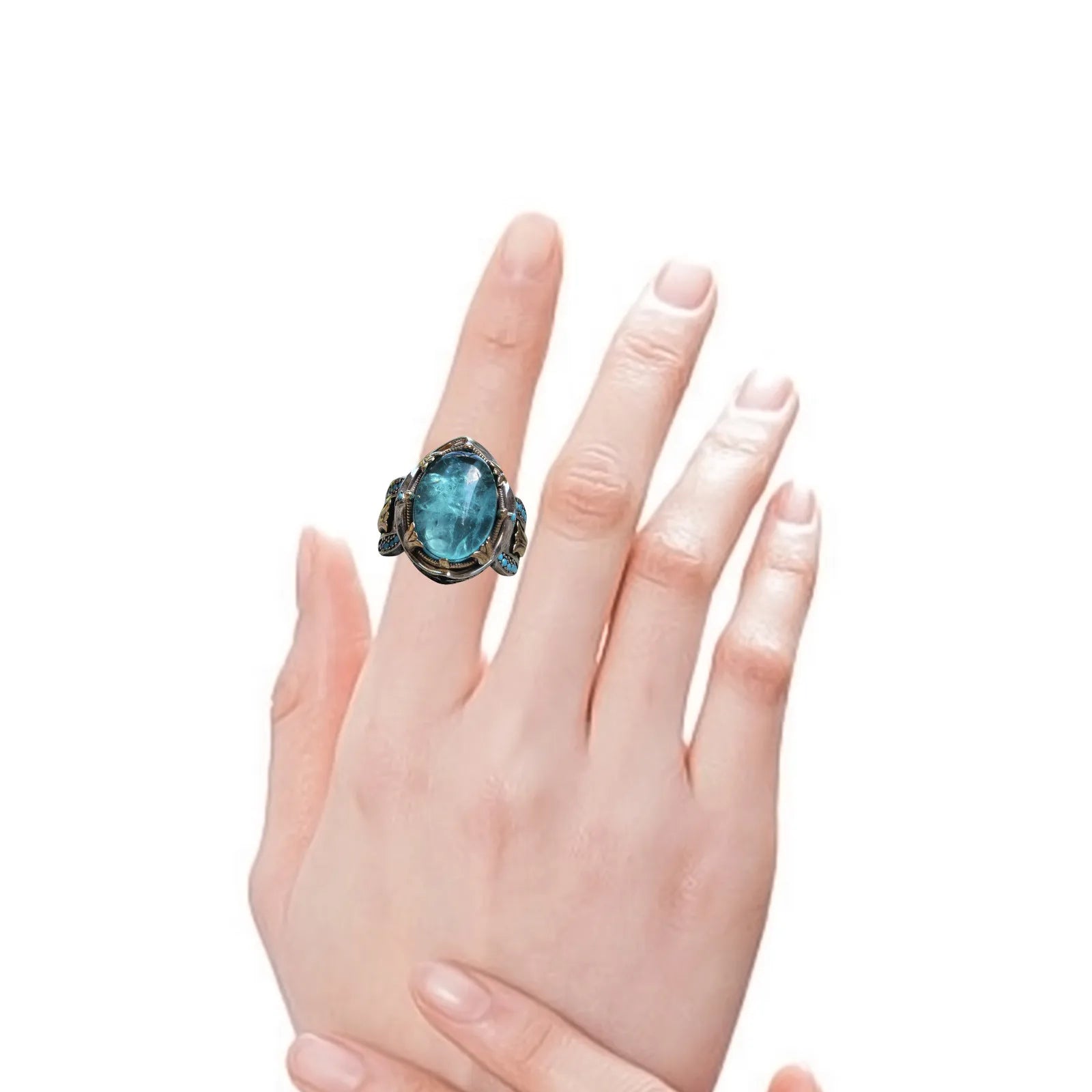 Punk Rings For Women Blue Gemstone Ring For Women Elegant Luxury Vintage Engraved Natural Gemstone Rings бижутерия люкс качества