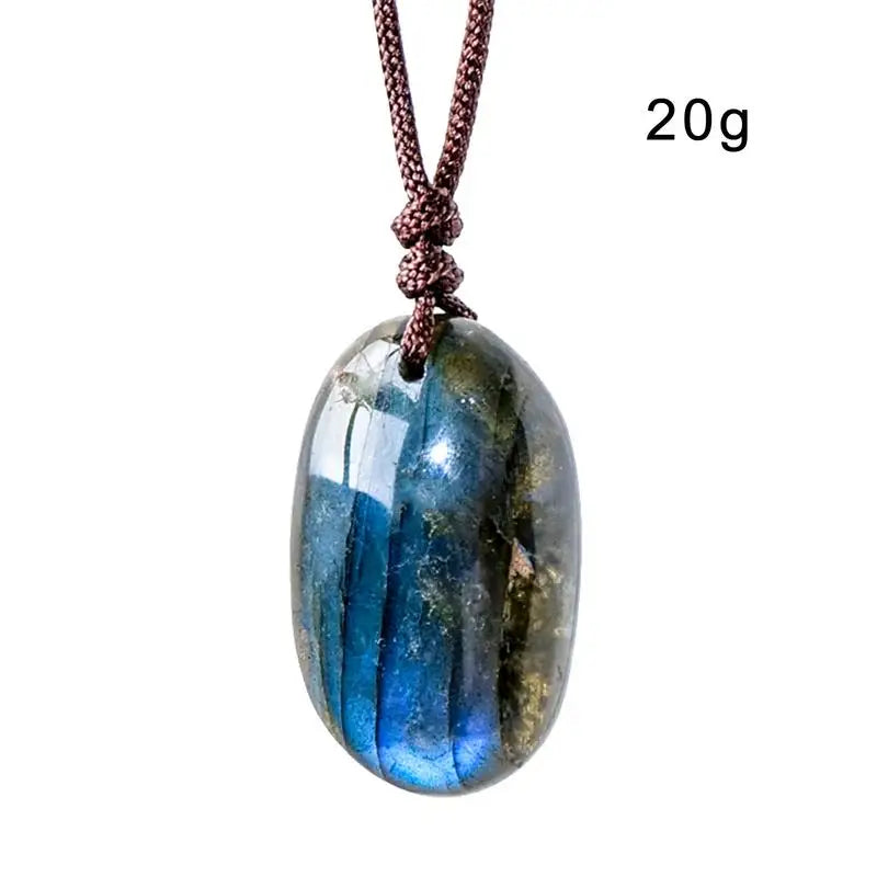 Natural Labradorite Pendant Necklaces Men Women Energy Quartz Necklaces Stones Ornament Moonstone Home Decoration