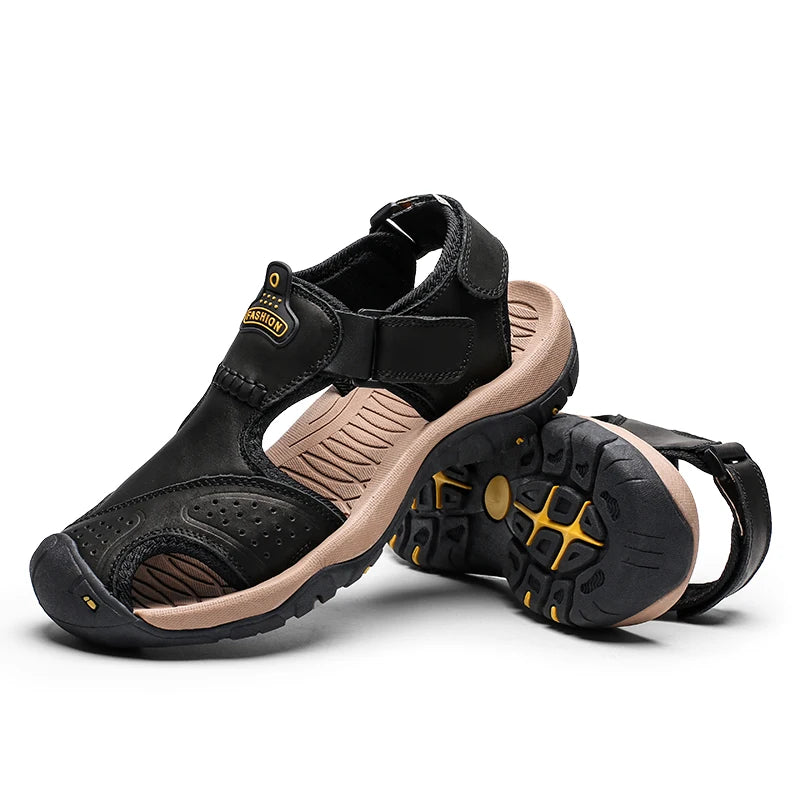 Outdoor Water Wading Leather Sandals Men Anti slip and Wear-resistant Summer Casual Shoes For Men Beach Sandals Soft Breathable
