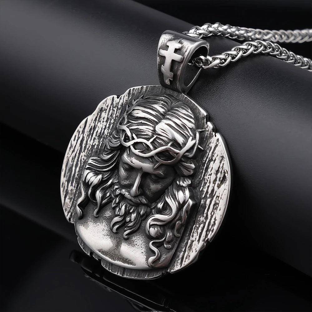 Stainless Steel Christian Jesus Cross Pendant Chain Trend Charm Crisscross Jesus Necklaces Men chains Jewelry Gift Dropshipping