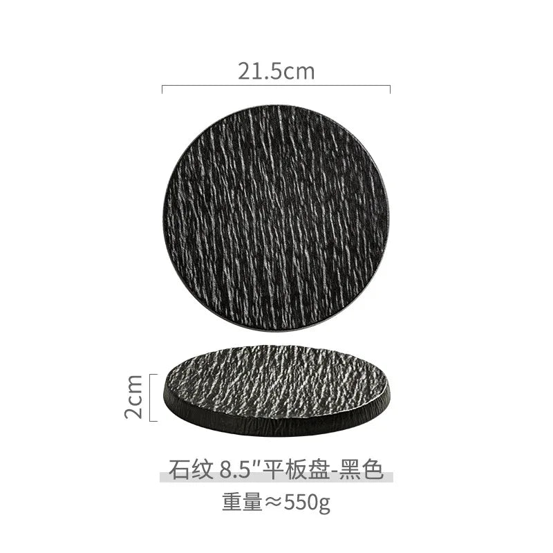 Main Dish Tableware Rock Plate  Stone Grain Ceramic Western Food Steak Plate Japanese Plate Home Western Food Display Tray