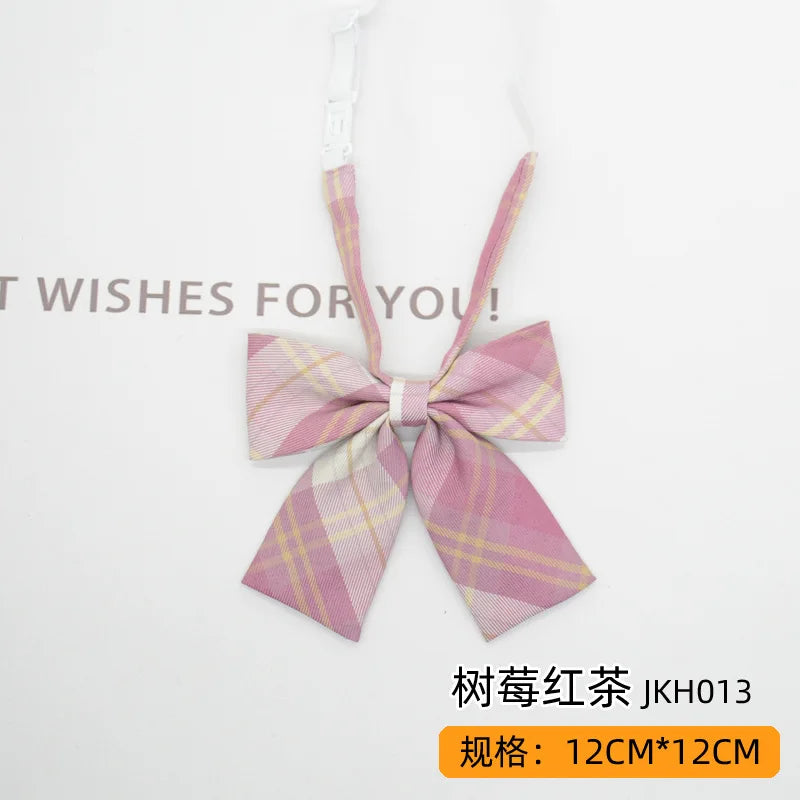 Trendy JK Ties Bowtie Women College Student Collar Neckwear Daily Shirt Accessories Cotton Plaid Bowknot Lolita Girls Lazy-tie