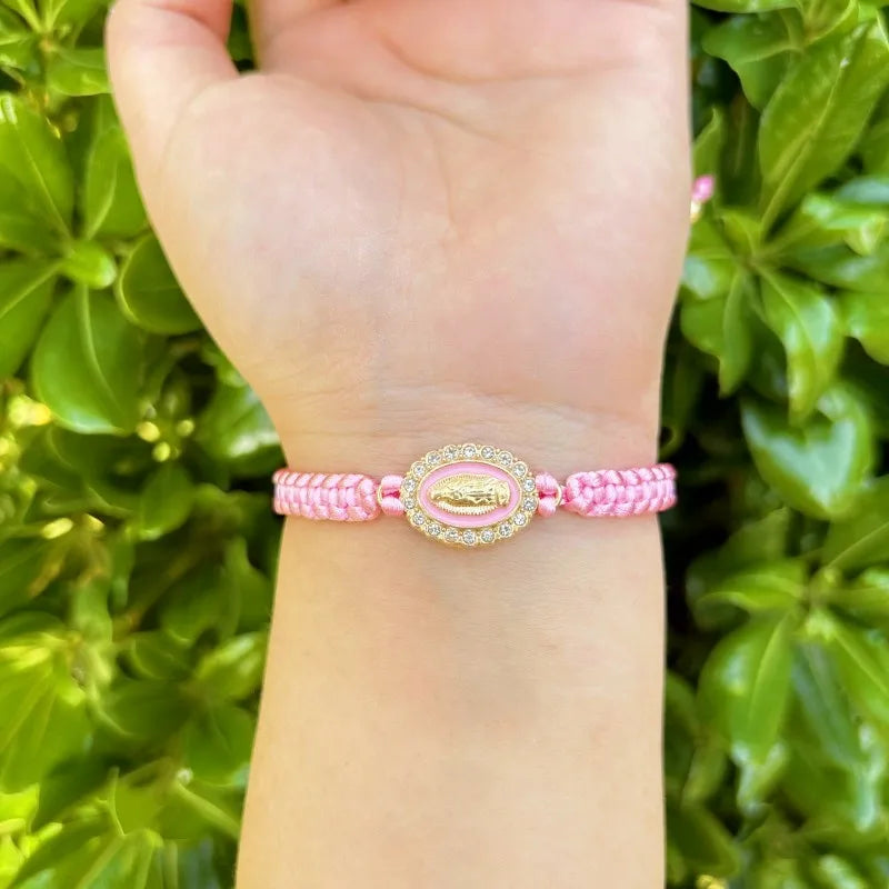 Mexican Religious San Judas Tadeo Jewelry Our Father Of Saint Jude Charm Handmade Rope Chain String Braided Bracelet for Women
