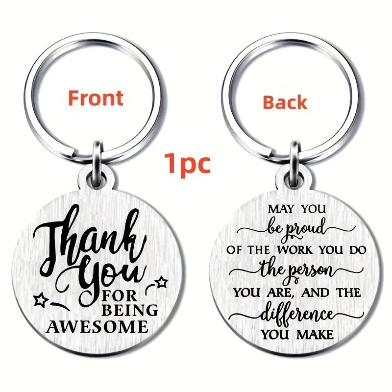 1pc New Employee Coworker Staff Appreciation Keychain Gifts For Women Men Stainless Steel Thank You For Being Awesome Present