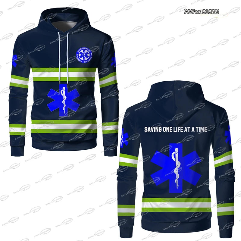 Classic Work Clothes Medical Worker Uniform Lightweight Sports Hoodie Medical Staff Cosplay Thin Oversized Printed Pullover