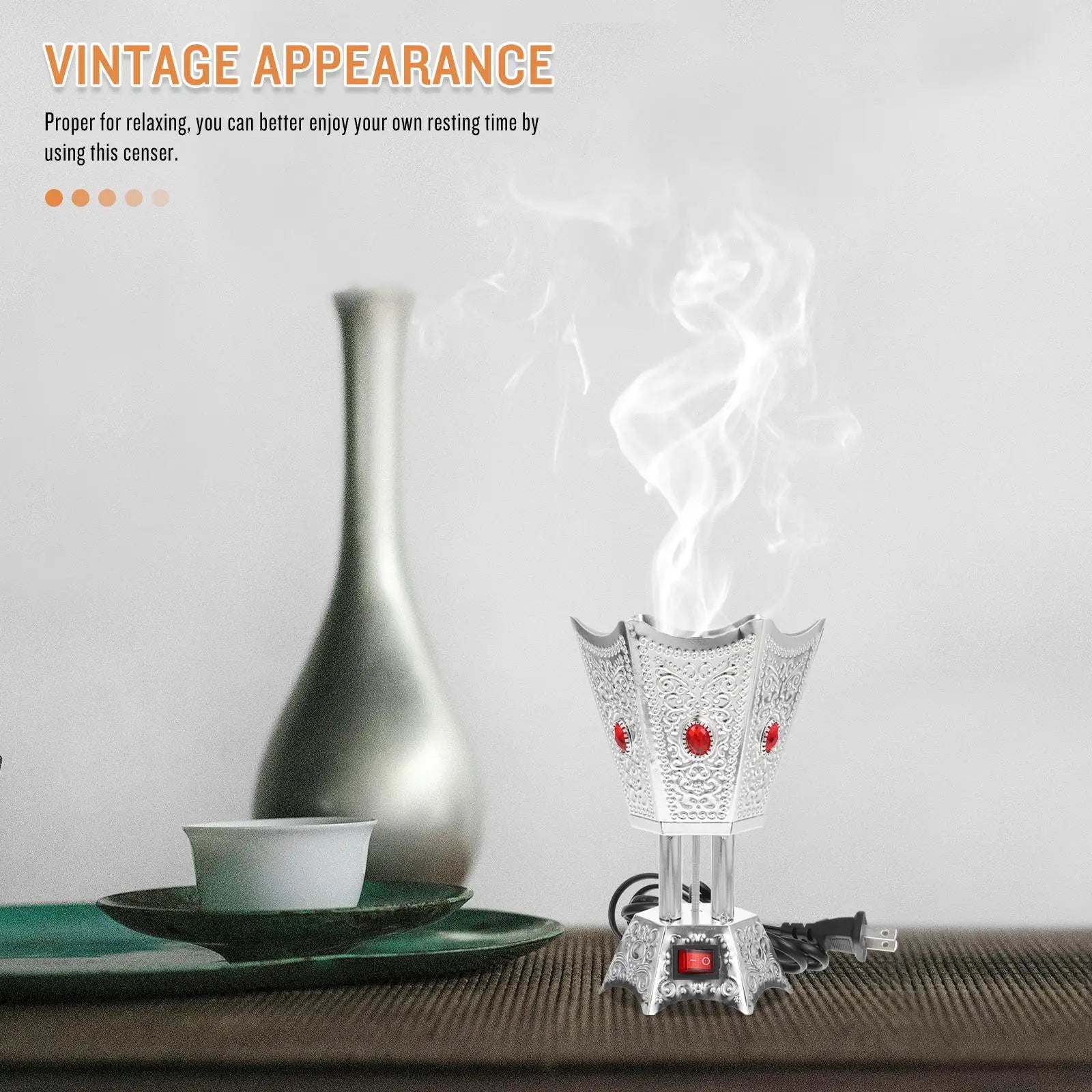 Electric Incense Burner Resin Burners Bakhoor Plug Charcoal Vintage Bright Decorative Effect Relaxing Resting Time