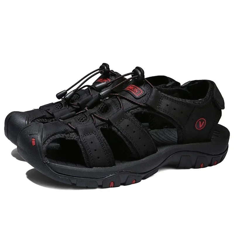 Sandals Summer New Men'sHollow Breathable Sandals Slippers Outdoor Baotou Beach Shoes Dad's Shoes Mens Shoes sandalias2024