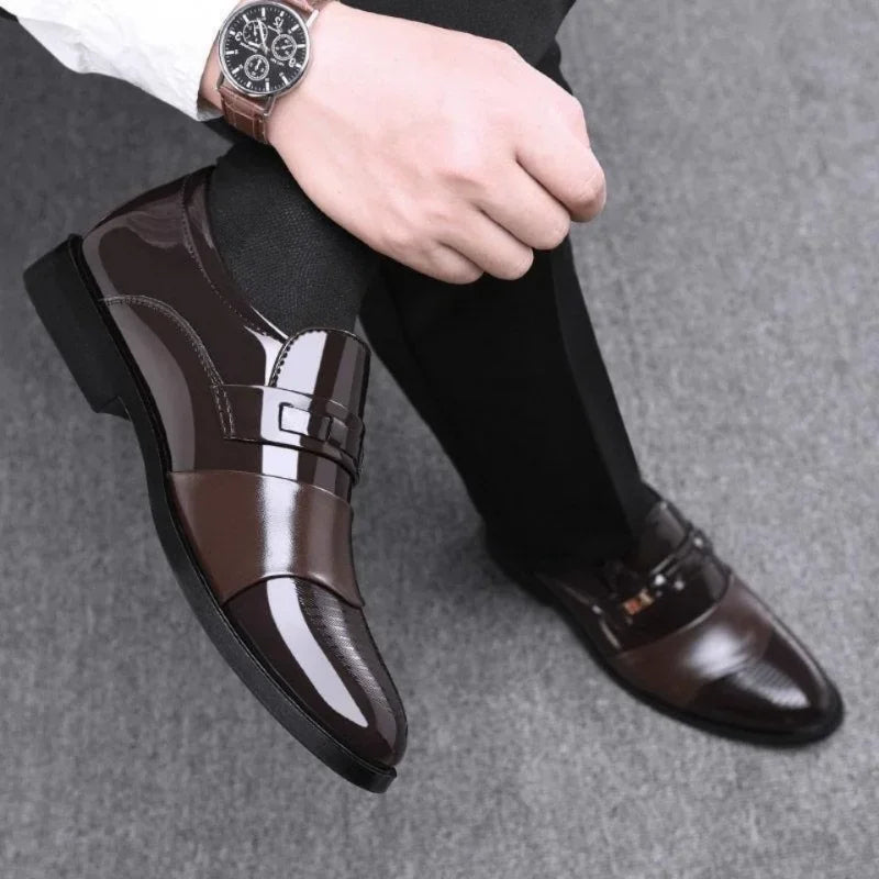 Luxury Leather Men Shoes for Wedding Formal Oxfords Business Casual Office Work Shoes for Men Classic Men's Pointy Dress Shoes