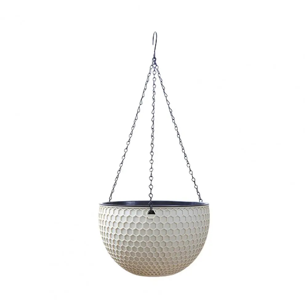 Beautiful Hanging Flower Pot 3 Sizes Waterproof Outdoor Resin Plant Hanger Hanging Flower Basket Self Water Absorption