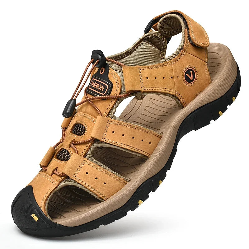 Summer Men Sandals Genuine Leather Mens Casual Shoes Outdoor Men Leather Sandals for Men Beach Shoes