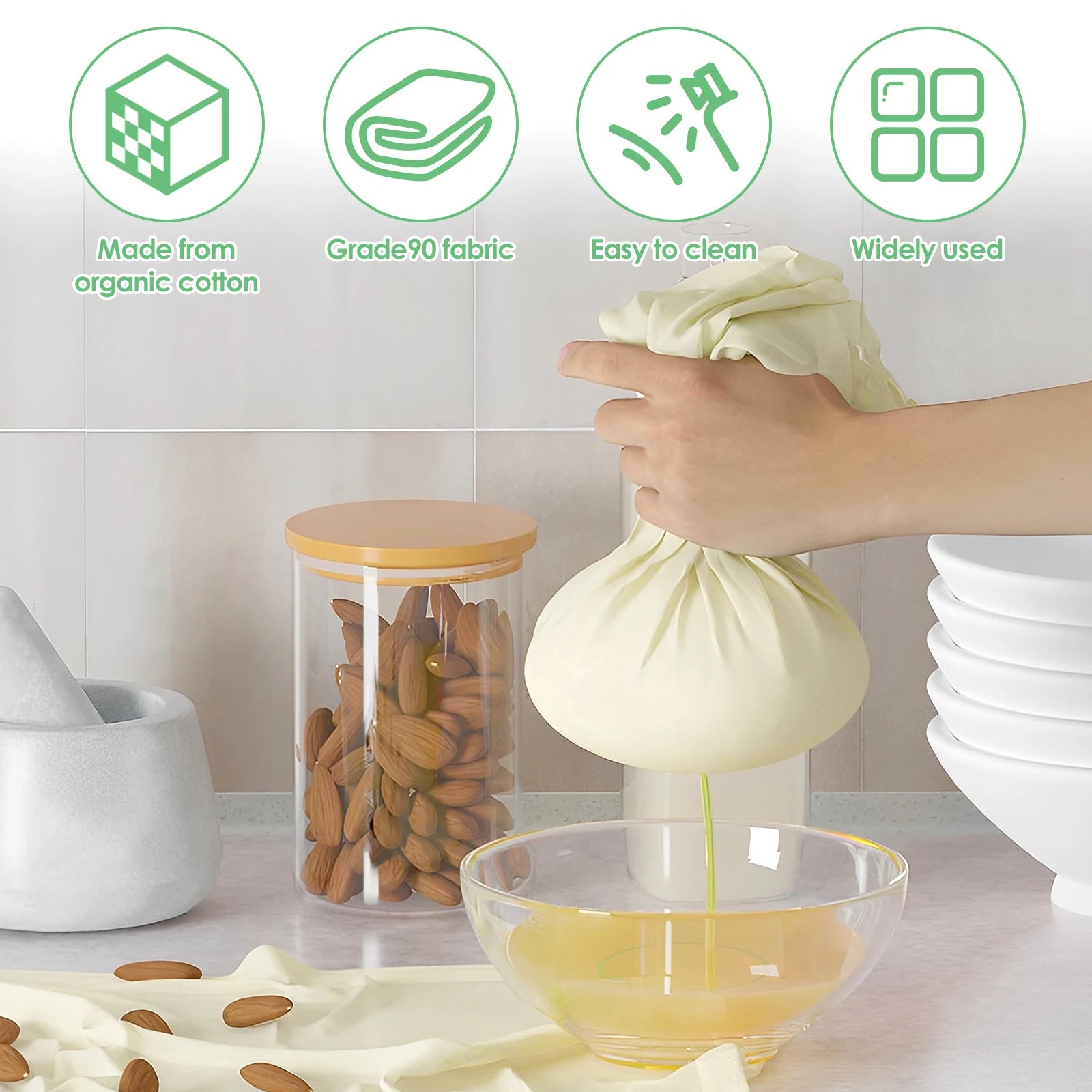 12Pcs Cheese Cloths Natural Unbleached Cotton Cheesecloth 20 Inch Square Cheese Cloths Reusable Organic Kitchen Fine Mesh Strain