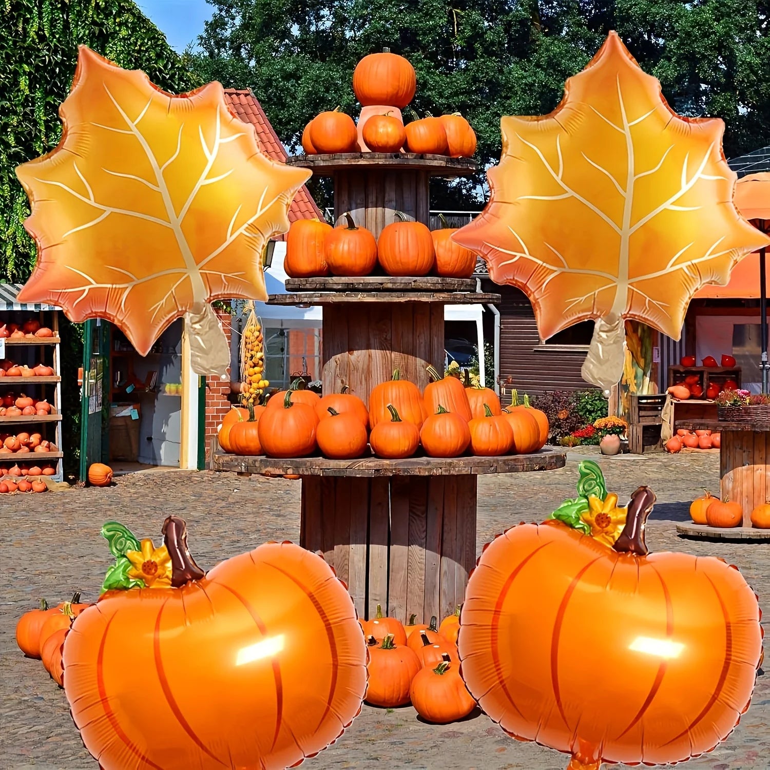 1set Happy Fall Balloons Pumpkin Big Maple Leaves Acorn Balloons Fall Mylar Foil Balloons ThanksGiving Home Festival Decorations