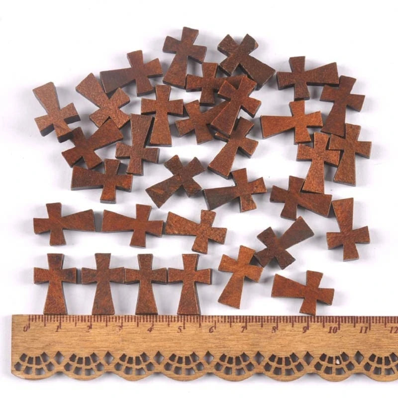 Pack of 50pcs Wood Cross Holding Church Utensil Religious Souvenir Comfort Holding Crosses Home Decors Ornament