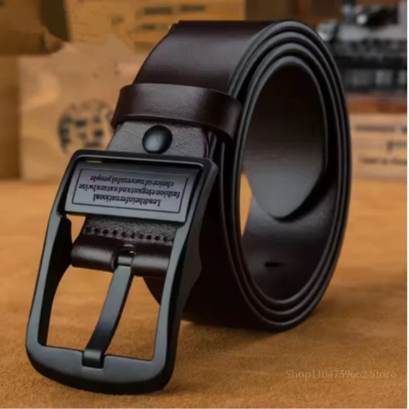 Business light luxury belt classic men's atmospheric belt antique alloy buckle texture leather belt young people fashion belt