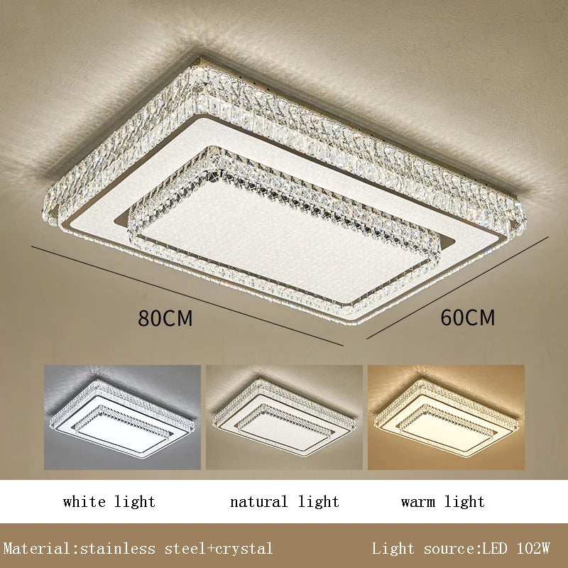 Round Crystal Led Ceiling Lamp 2024 Luxury Minimalist Lights for Bedroom Rectangle Ceiling Chandelier
