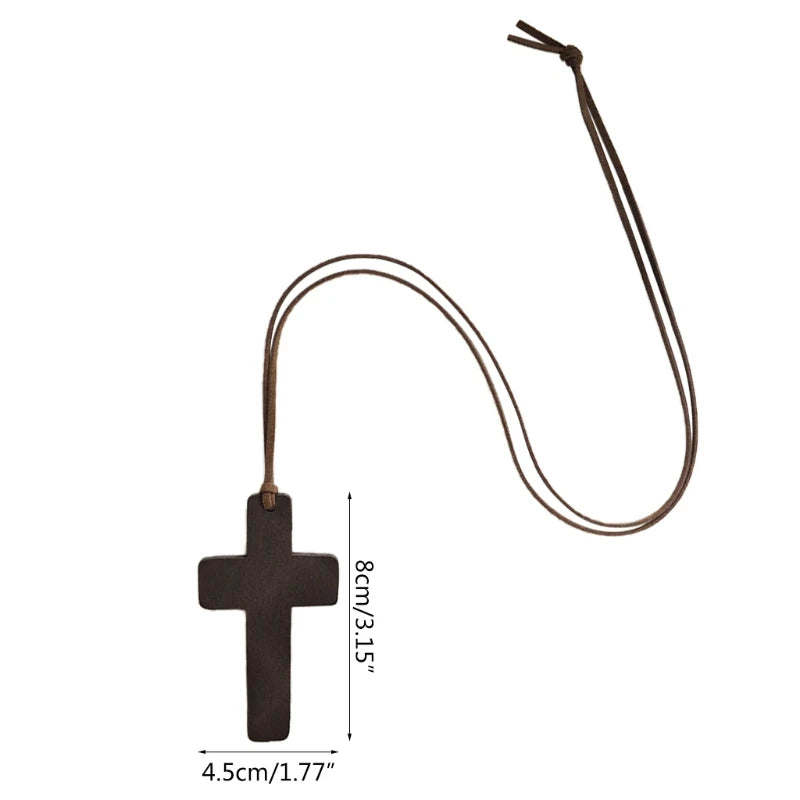 Retro Men Women Brown/Black Rope for Cross Pendant Christian Religious Neck