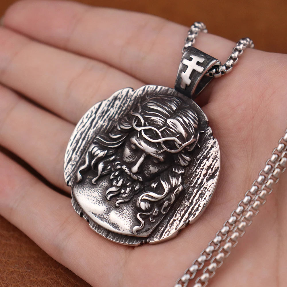 Stainless Steel Christian Jesus Cross Pendant Chain Trend Charm Crisscross Jesus Necklaces Men chains Jewelry Gift Dropshipping