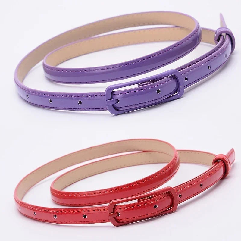 Ladies Fine Belt Japanese Word Buckle PU Belt Ladies Fashion Belt Thin Waist Skirt