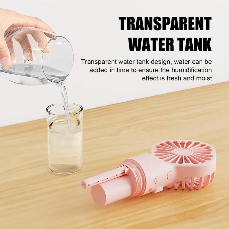 Portable Water Mist Fan USB Charging Handheld Mini Quiet Air Cooling Fan 4 Speed Humidification Spray Fan For Home Offices Dorm