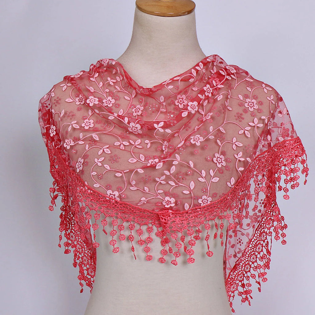 Fashion Women Triangle Wrap Lady Shawl Female Baby Tassel Shawls Scarves Flower Lace Scarf Spring Summer Photo Props Accessories