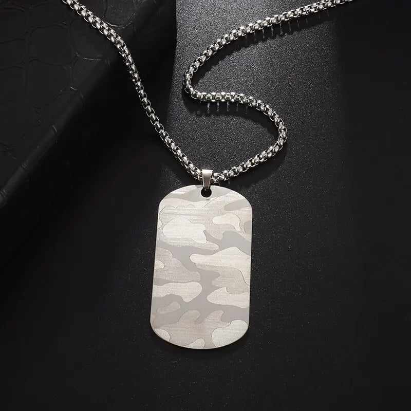 Stainless Steel Classic Geometric Polygonal Black Square Natural Stone Necklace Pendant for Men Fashion Casual Punk Jewelry Gift