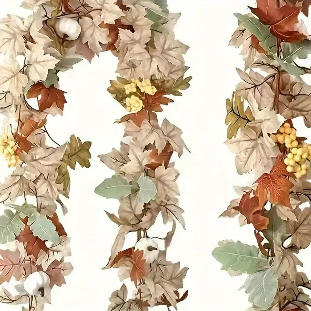 1pc Autumn Maple Leaf & Pumpkin Wreath Perfect for Thanksgiving Halloween Christmas Fall Party Decoration Festive Wall Hanging