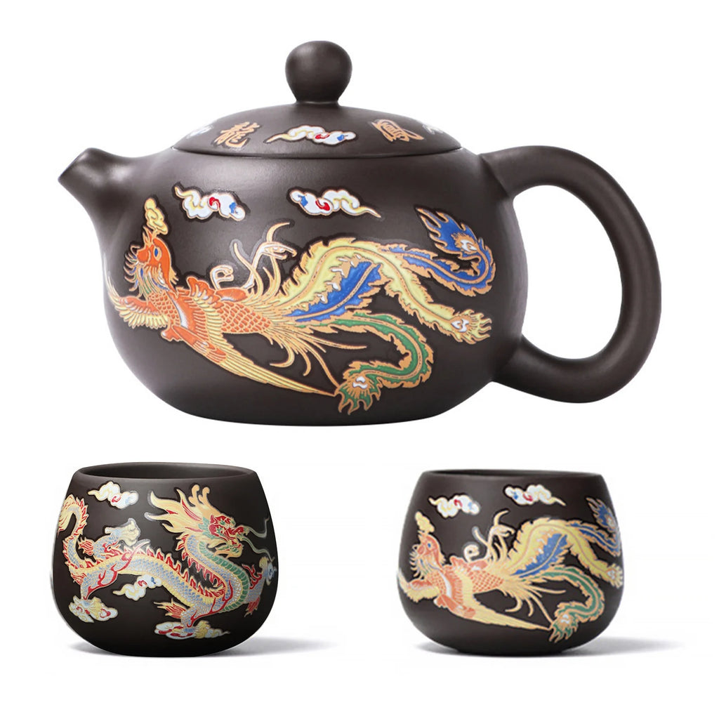 Chinese Style Color-changing Purple Clay Teapot, Anti-Scald Handle Purple Clay Teapot Ceramics Tea Set Gift For Tea Lover ﻿