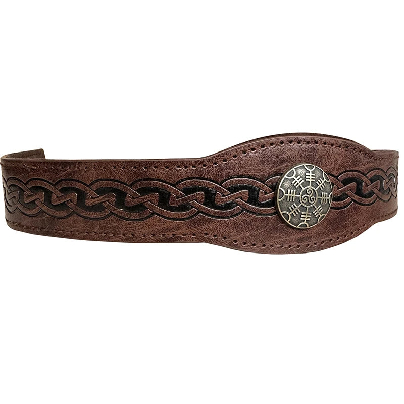 Medieval Viking Tiara PU Leather Head Ring Renaissance King Crown Headwear Medieval Noble Knight Headband Larp Cosplay Props