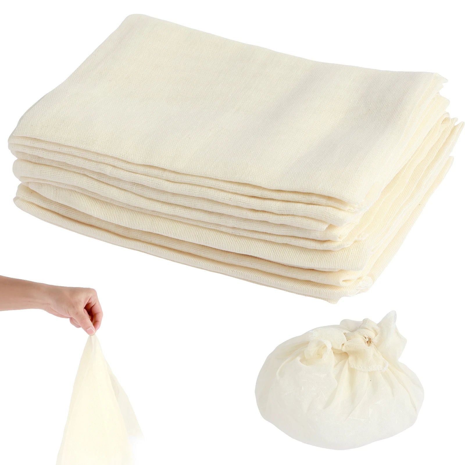 12Pcs Cheese Cloths Natural Unbleached Cotton Cheesecloth 20 Inch Square Cheese Cloths Reusable Organic Cheesecloth Cotton Cloth