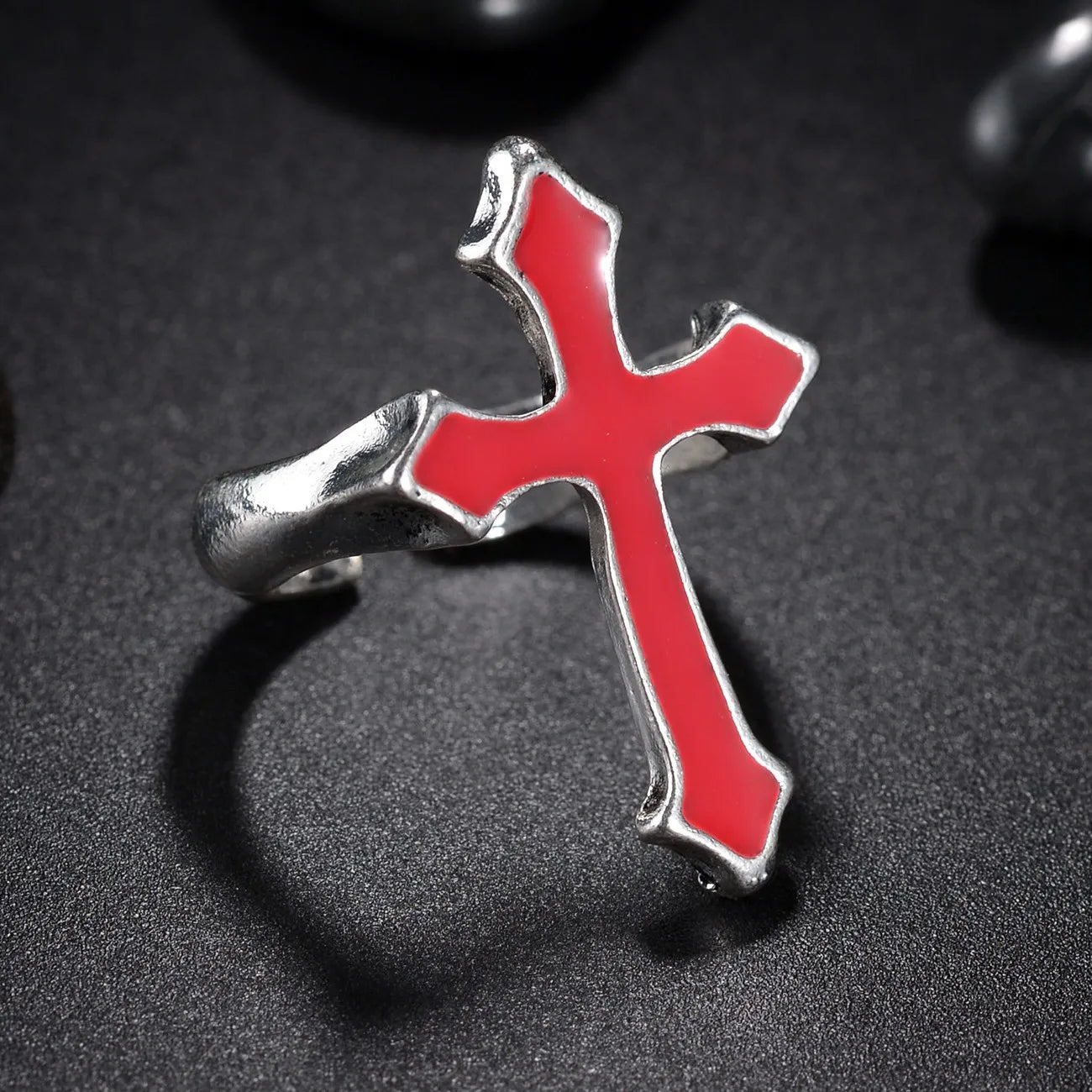 Simple Big Cross Rings for Men Boy Crucifix Black Color Ring Religious Male Jewelry Gift for Christian Catholicism
