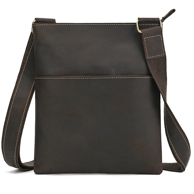 Luufan Simple Design Men's Messenger Bag Crazy Horse Leather Shoulder Bag Business Briefcase Crossbody Bag Male Daily Work Tote