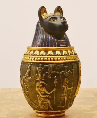 Memorial Funeral Supplies Egyptian Pet Urn Canopic Cat Dog Cremation Urn for Ashes Pet Coffin Box Home Decoration Figurines