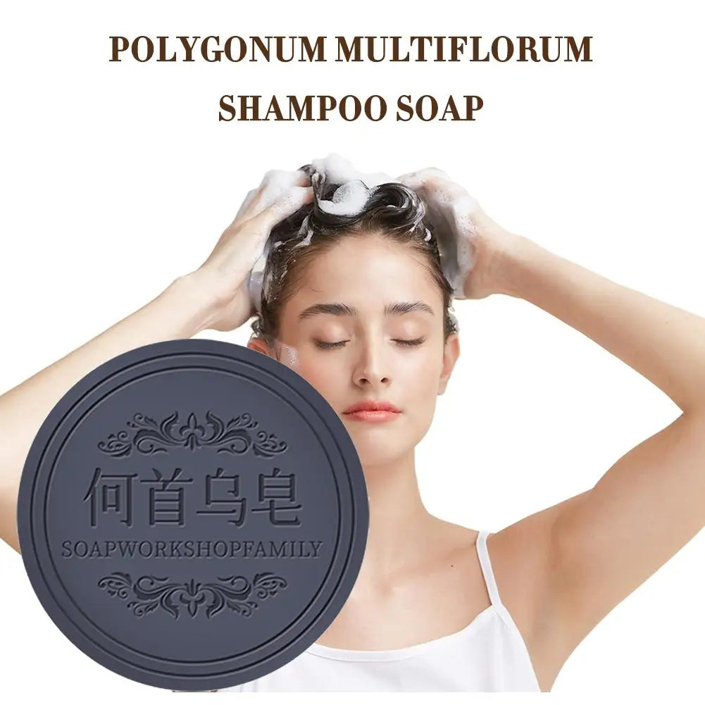 Natural Polygonum Multiflorum Hair Soap Anti Hair Loss Bar Restore Nutrition Regrowth White To Black Solid Shampoo