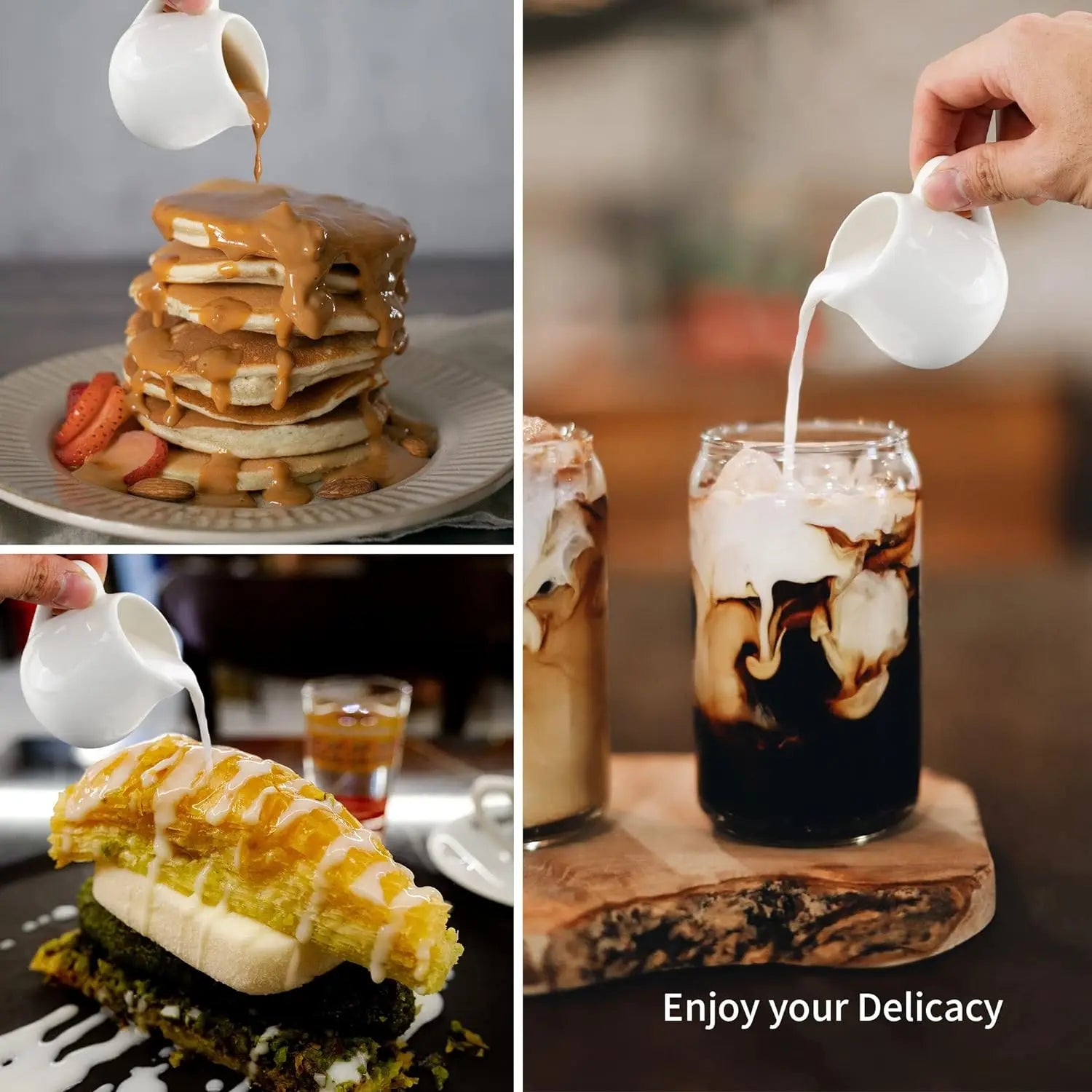50/100/220ML Mini Ceramic Milk Jug Espresso Coffee Cream Jugs Kitchen Sauce Cup Serving Pitcher White Heat-resistant Milk Cup