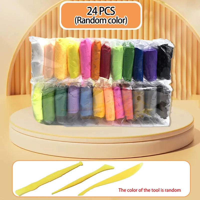12/24/36 Color Clay Air-dried Clay Set Ultra Light Plastic Clay with Carving Tools DIY Crafts Toy Gifts for Friends Children