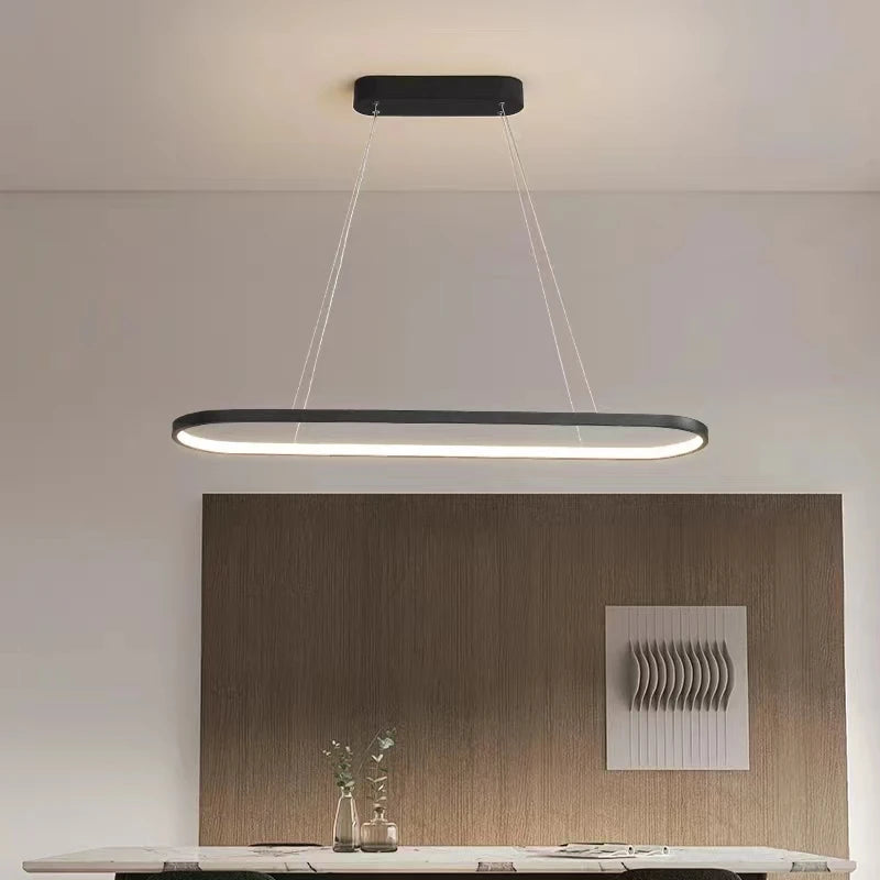 Designer dining room ceiling lamp ins Nordic minimalist dining room bar table creativity word led strip modern simplicity